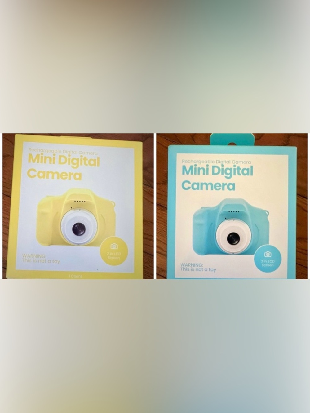 Mini Digital Camera in Yellow or Blue. Rechargeable Kids Camera